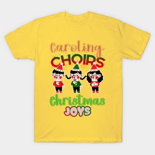 Caroling Choirs, Christmas Joys: Festive Ensembles, Melodic Hues, red, green and white T-Shirt